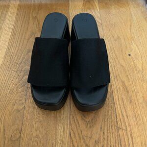 Womens Wedge SIides Sandals Platform Open Toe Slip On Elastic Band Wedges Shoes